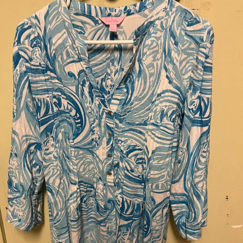 Lily Pulitzer Sarasota Tunic Dress "Sea Ruffles" print size small